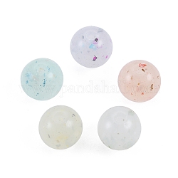 Undurchsichtige Acrylperlen im marmorierten Steinstil, Runde, Mischfarbe, 9~10 mm, Bohrung: 2 mm