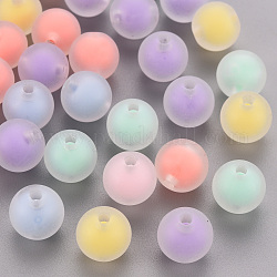 Perles en acrylique transparente, mat, Perle en bourrelet, ronde, couleur mixte, 11.5x11mm, Trou: 2mm, environ 520 pcs/500 g