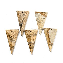 Естественного изображения яшмы подвески, граненые треугольник подвески, 42~49.5x24.5~27.5x7~9.5 мм, отверстие : 1.2 мм