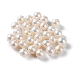 Perlas naturales abalorios de agua dulce cultivadas, medio-perforado, grado 3 un, redondo, whitesmoke, 7~7.5mm, agujero: 0.9 mm