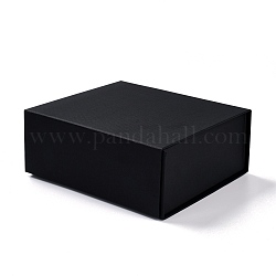 Scatola di cartone pieghevole, scatola della copertura di vibrazione, confezione regalo magnetica, rettangolo, nero, 20x18x8.1cm