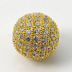 Perline cubic zirconia, con accessori di ottone, tondo, oro, 10mm, Foro: 1 mm