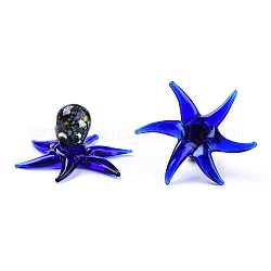 Hechos a mano decoraciones de display de cristal murano, para decoraciones del hogar, pulpo, azul oscuro, 56~60.5x57~58x30~32mm