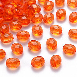 Abalorios de acrílico transparentes, oval, naranja, 10x8x5.5mm, agujero: 1.5 mm, aproximamente 1550 unidades / 500 g