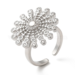 Вращающееся открытое кольцо с цветком кубического циркония, латунные кольца-спиннеры для снятия тревоги и стресса, платина, внутренний диаметр: 17 мм