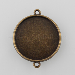 Antike tibetische Bronze-Legierung Cabochon-AnschlussFassungen, doppelseitiges Tablett, Flachrund, Cadmiumfrei und Nickel frei und Bleifrei, Fach: 25 mm, 34.5x28x3 mm, Bohrung: 2 mm