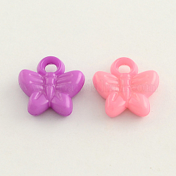 Opaque Acrylic Butterfly Charms, Mixed Color, 16x16x4mm, Hole: 3mm, about 900pcs/500g