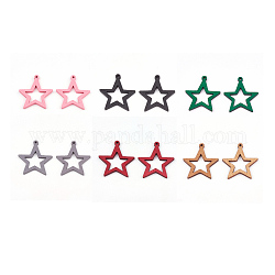 Anhänger aus Birnenholz, gefärbt, Stern, Mischfarbe, 31x29x3 mm, Bohrung: 1.8 mm