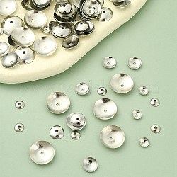 400 pièces 4 styles de cônes de perles en fer, disque, platine, 4~10x1~1.8mm, Trou: 1mm, 100 pièces / style