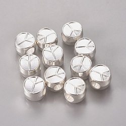 Zinc Alloy European Beads, Cadmium Free & Lead Free, Peace Sign, Silver Color Plated, Size: about 9.5mm in diameter, 6mm thick, hole: 4.5mm