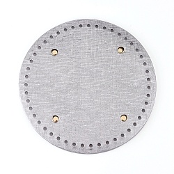 Fondo de bolso redondo plano de cuero de pu, Para bolsa de tejer, bolsos de mujer hechos a mano accesorios diy, gris, 181x9.5mm, agujero: 4.5 mm