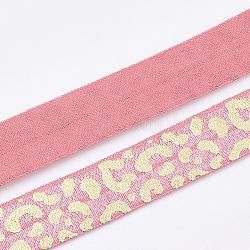 Cuerda elástica plana, con el patrón, color de rosa caliente, 15~16x1mm, alrededor de 3.28 yarda (3 m) / rollo