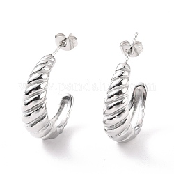 304 Stainless Steel Croissant Stud Earrings for Women, Stainless Steel Color, 27.5x22x7.5mm, Pin: 0.7mm