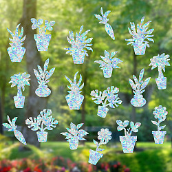 GORGECRAFT 8 Styles Potted Plants Anti-Collision Window Clings 33x13 Botanical Glass Alert Prism Decals Rainbow Static Window Cling Prismatic Film Non Adhesive Sticker for Prevent Birds Strikes