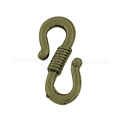 Tibetan Style Alloy S-Hook Clasps, Lead Free & Nickel Free, Antique Bronze, 24x11.5x3mm, Hole: 4.5x7mm, about 380pcs/1000g