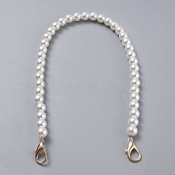 Cinghie della catena della borsa, con perle di perle finte in plastica abs e fermagli di aragosta in lega di zinco oro chiaro, per accessori per la sostituzione della borsa, bianco, 41cm