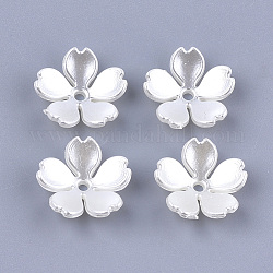 5-pétalo tapas de cuentas de perlas de imitación de plástico abs, flor, blanco cremoso, 15x15x4mm, agujero: 1.4 mm