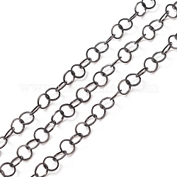 Ion Plating(IP) 304 Stainless Steel Rolo Chains, Soldered, with Spool, Electrophoresis Black, 5x0.5mm, 32.8 Feet(10m)/roll