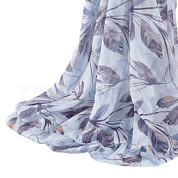 Tessuto in poliestere con motivo a foglie, per accessori artigianali di abbigliamento, grigio ardesia, 150x0.01cm, 2 m/foglio