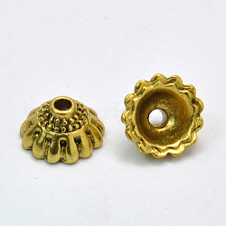 Tibetan Style Alloy Bead Caps, Cadmium Free & Nickel Free & Lead Free, Antique Golden, 10x5.5mm, Hole: 1.5mm