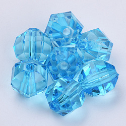 Transparente Acryl Perlen, facettiert, Runde, Deep-Sky-blau, 8x7 mm, Bohrung: 1.5 mm, ca. 1920 Stk. / 500 g