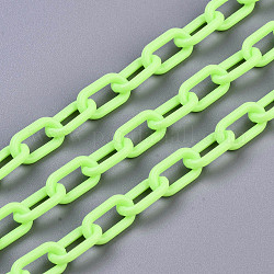 Cadenas de clips de acrílico opacas hechas a mano, cadenas portacables alargadas estiradas, verde césped, 13x7.5x2mm, 19.88 pulgada (50.5 cm) / hebra