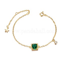 Shegrace élégant 925 bracelet en argent sterling, avec zircon cubique aaa vert et pendentif zircon cubique transparent, or, 6 pouce (150 mm)