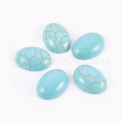 Cabochons en turquoise synthétique, ovale, turquoise, 14~15x10~11x5mm