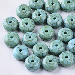 Perles acryliques, style de turquoise d'imitation, rondelle, turquoise, 13x7mm, Trou: 2mm