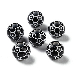 Perles acryliques opaques imprimées par pulvérisation, ronde, blanc, 11.5x10.5mm, Trou: 3.5mm, environ 1000 pcs/500 g
