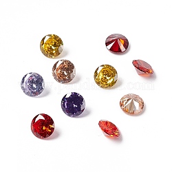 Cubic Zirconia Cabochons, Grade A, Faceted, Diamond, Mixed Color, 7x4mm