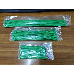 Kunststoffdraht Bindebänder, mit Eisenkern, Brot Süßigkeiten Tasche Krawatten, grün, 300x2x0.7 mm, 200x2x0.7 mm, 102~104x2x0.7 mm, 300 Stück / Set