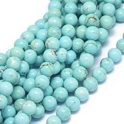 Brins de perles de magnésite naturelle, teints et chauffée, ronde, 10~11mm, Trou: 1mm, Environ 38 pcs/chapelet, 15.5~16.1 pouce (39.5~41 cm)