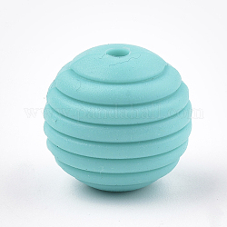 Food Grade Eco-Friendly Silicone Beads, Chewing Beads For Teethers, DIY Nursing Necklaces Making, Round, Dark Turquoise, 15x14mm, Hole: 2mm