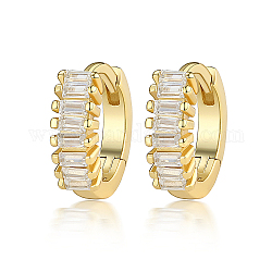 Cubic Zirconia Hoop Earrings, 925 Sterling Silver Earrings for Women, with S925 Stamp, Real 18K Gold Plated, Clear, 10x3mm
