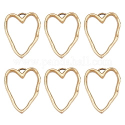 Unicraftale 6Pcs Ion Plating(IP) 316 Surgical Stainless Steel Open Back Bezel Pendants, Heart, Real 24K Gold Plated, 26x20x2mm, Hole: 2.2x2.6mm