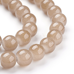Chapelets de perles en verre imitation jade, peint à la bombe, ronde, tan, 8mm, Trou: 1.3~1.6mm, Environ 100 pcs/chapelet, 31.4 pouce