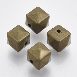 Ccb perline di plastica, cubo, sfaccettato, bronzo antico, 9x10x10mm, Foro: 1.6 mm, su 958 cs / 500 g