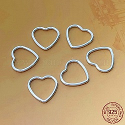 Enchapado en rack 925 anillos de unión de plata de ley, conector del corazón, plata, 9.4x10x0.9mm
