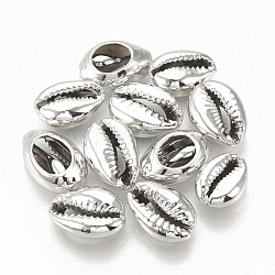 Perle di conchiglia elettrolitiche, perline non forate / Senza Buco, conchiglie, argento, 15~18x10~12x6~7mm