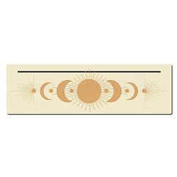 Soporte de tarjeta de madera natural para tarot, soporte de exhibición para herramientas de adivinación de brujas, Rectángulo, naranja, Patrón de luna, 253x76x5mm