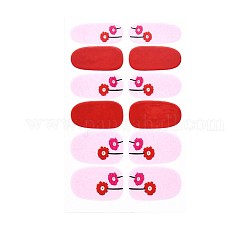 Pegatinas de calcomanías de uñas de cubierta completa de la serie de flores, autoadhesivo, decoración de uñas para mujeres niñas niños, rosa perla, 25.5x10~16.5mm, 12pcs / hoja