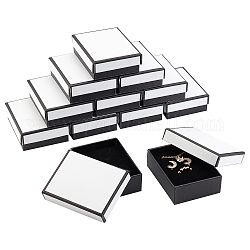 Caja de papel nbeads, tapa a presión, con esponja, caja de la joya, Rectángulo, blanco, 9x7x3.1 cm