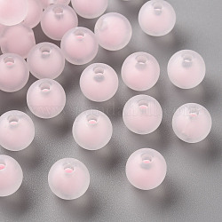 Perles en acrylique transparente, mat, Perle en bourrelet, ronde, rose, 9.5x9mm, Trou: 2mm, environ 960 pcs/500 g
