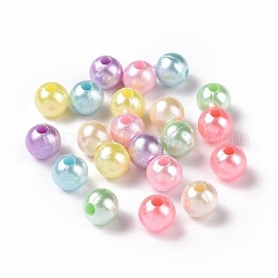 Perles acryliques de perles d'imitation, ronde, couleur mixte, 8x7.5mm, Trou: 2.4mm, environ 2272 pcs/500 g