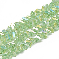 FilI di perline in vetro placcato, triangolo sfaccettato, verde chiaro, 6x5x4mm, Foro: 1.2 mm, circa 100pcs/filo, 12.99 pollice