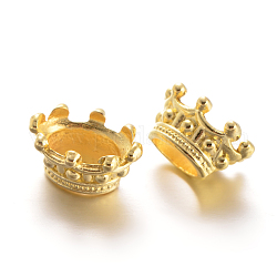 Large Hole Crown Brass Beads, Golden, 14x11x7mm, Hole: 4.5x7mm and 7x11mm