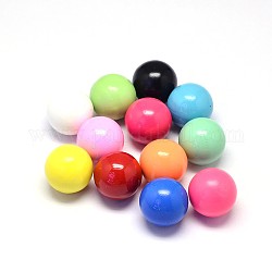 Sin agujero de spray pintado de latón redondo liso bola de perlas collares en forma de jaula, color mezclado, 16mm