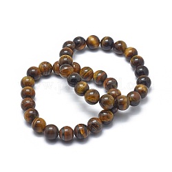 Natürliches Tigerauge Perle Stretch-Armbänder, Runde, 2-1/8 Zoll ~ 2-3/8 Zoll (5.5~6 cm), Perle: 8 mm