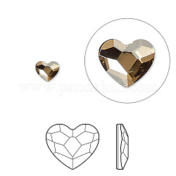 Diamantes de imitación de cristal austriaco, 2808, pasiones de cristal, Aluminio, corazón facetado, 001 gsha_crystal sombra dorada, 14x12x3mm